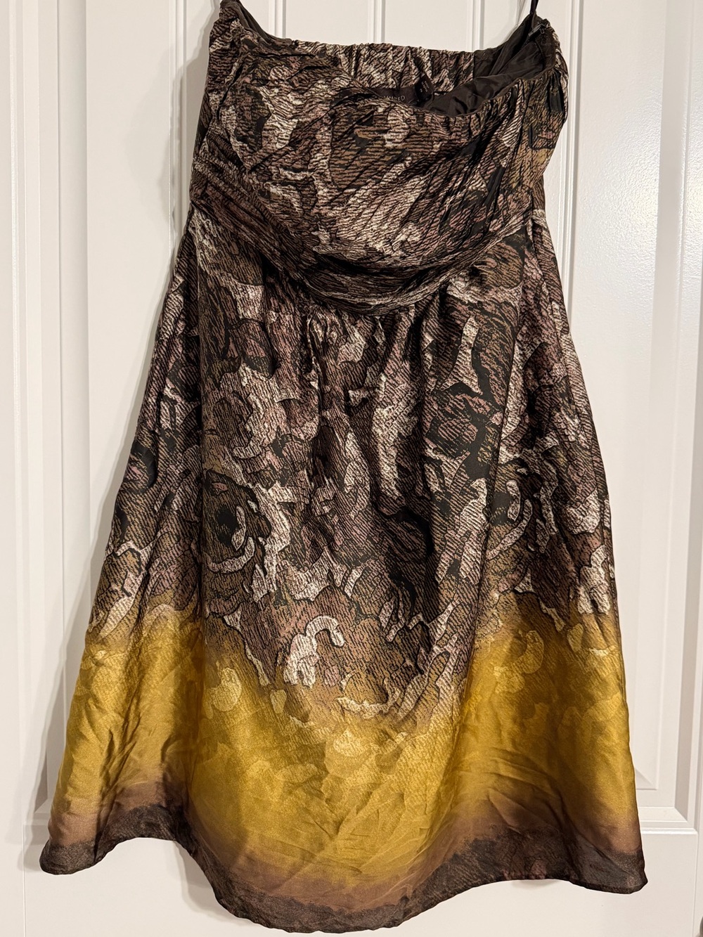 NWT The Limited Strapless Dress Ruched Waist Size 2 Ombré Gold Brown 2 Y2K